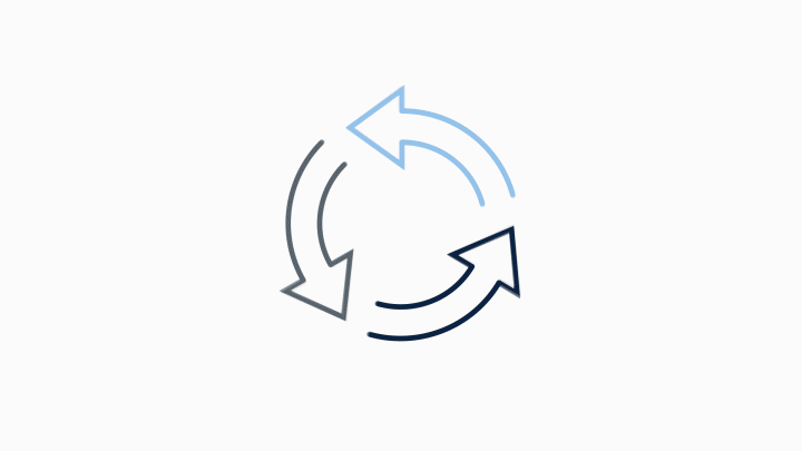 A circle of arrows illustrating how the cabin air is exchanged every two to three minutes.