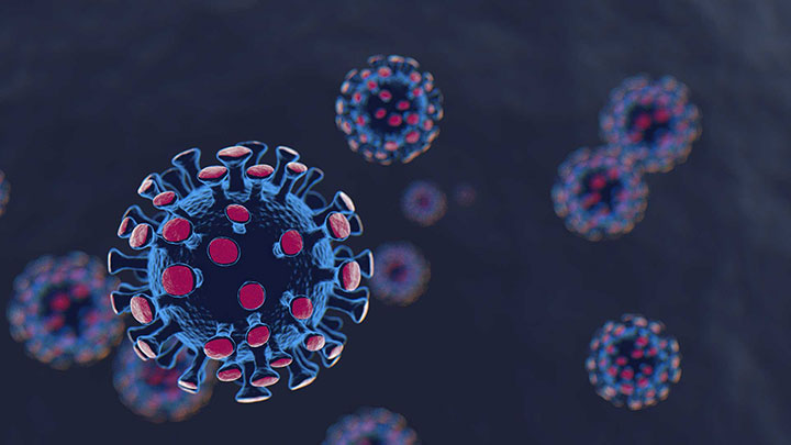 Up-close picture of the coronavirus which is the target of Boeing's research in anti-microbial surfaces.